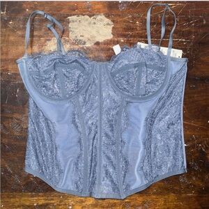 Urban Outfitters Blue Adjustable Corset Top Labeled XL